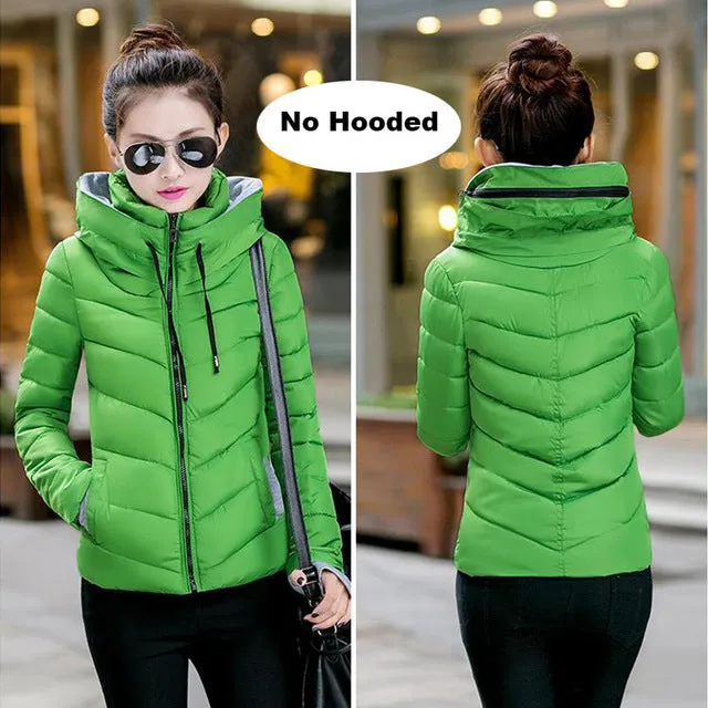 2017 Winter Jacket women Plus Size Womens Parkas Thicken Outerwear solid hooded Coats Short Female Slim Cotton padded basic tops