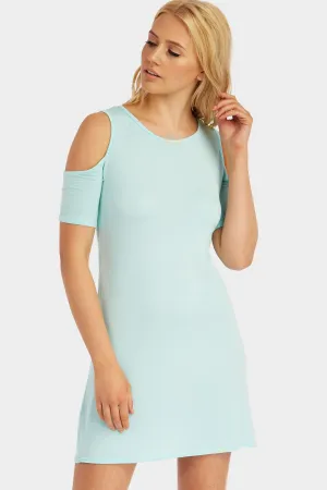 Aqua Cold Shoulder Shift Dress