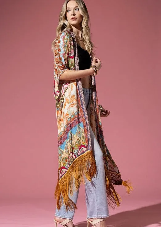 BACK IN STOCK!! Anything But Ordinary Boho Fringe Kimono