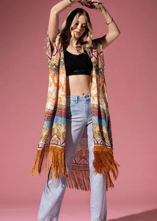 BACK IN STOCK!! Anything But Ordinary Boho Fringe Kimono