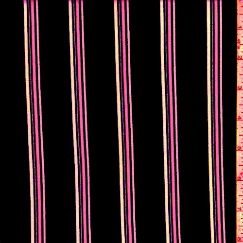 Black/Neon Pink Stripe Double Brushed Jersey Knit Fabric