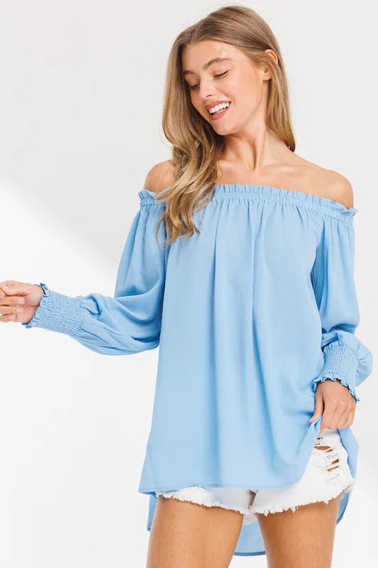 Blue Off Shoulder Blouse