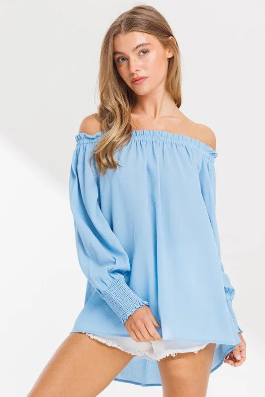 Blue Off Shoulder Blouse