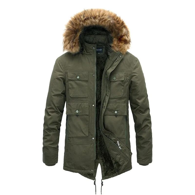 CLEARANCE / Winter Jacket and Coat for Men / Thick Warm Vest Fur Hooded Mens Parkas Coats