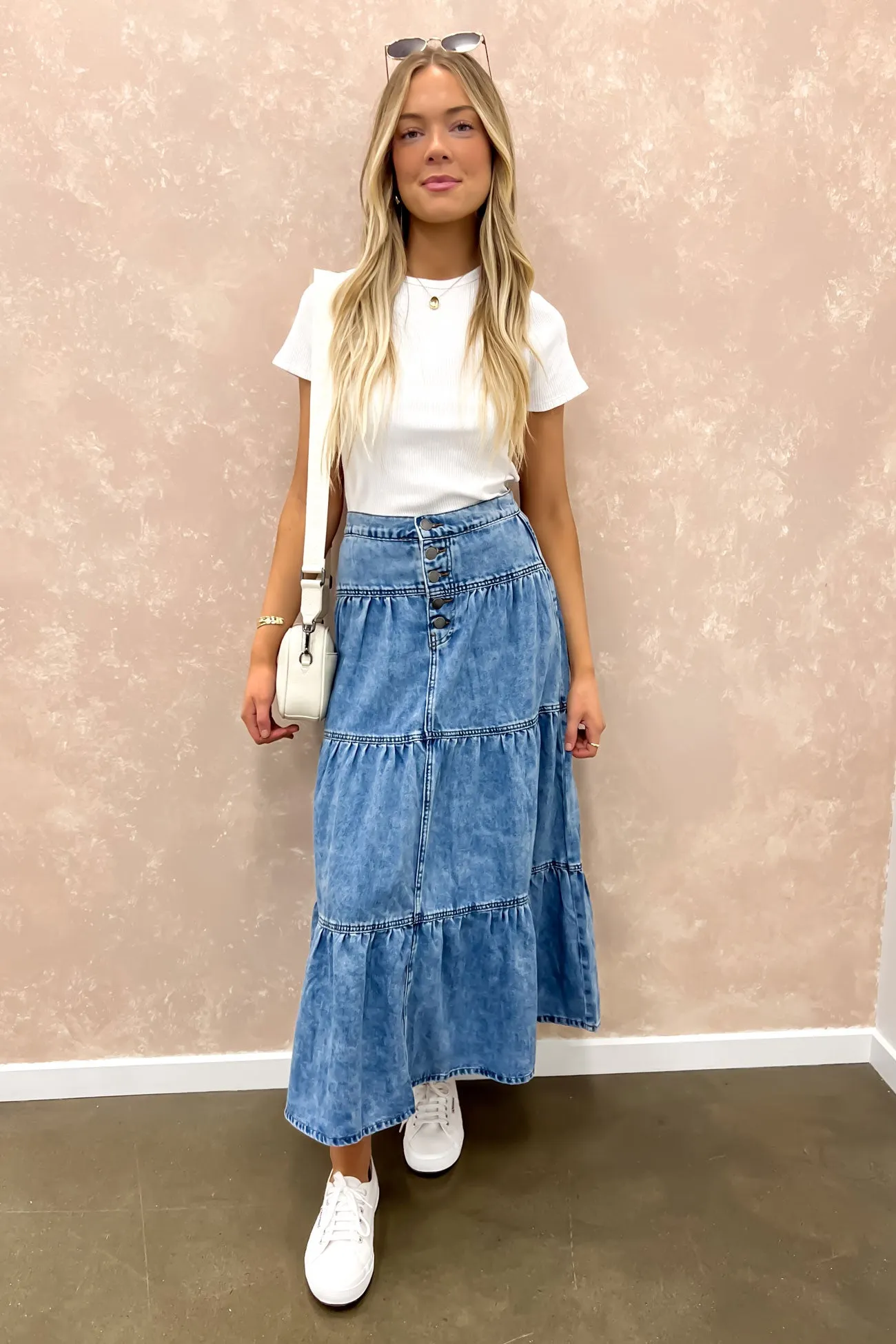 Coco Denim Maxi Skirt Light Blue