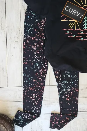 CURVY Star Bright Yoga Band Leggings