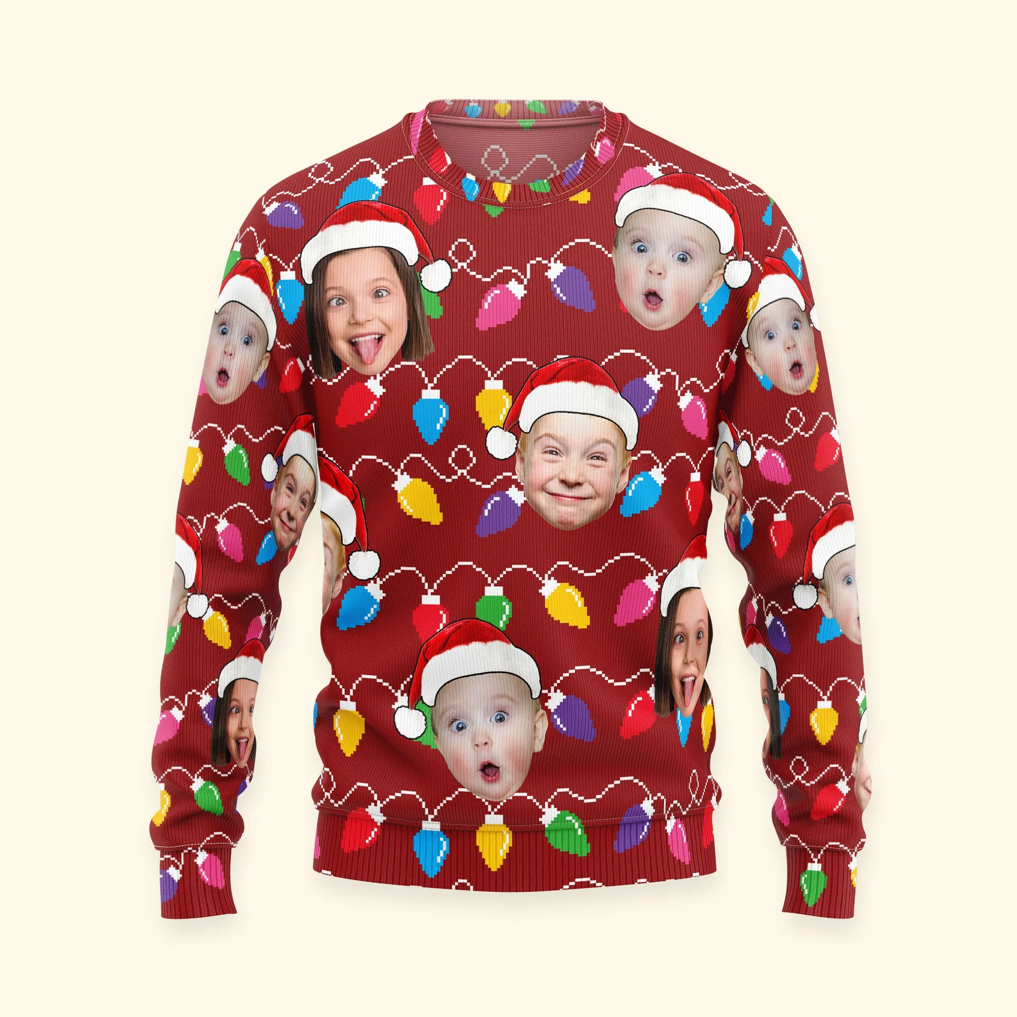 Custom Face Funny Christmas Leds For Family, Friends - Personalized Photo Ugly Sweater