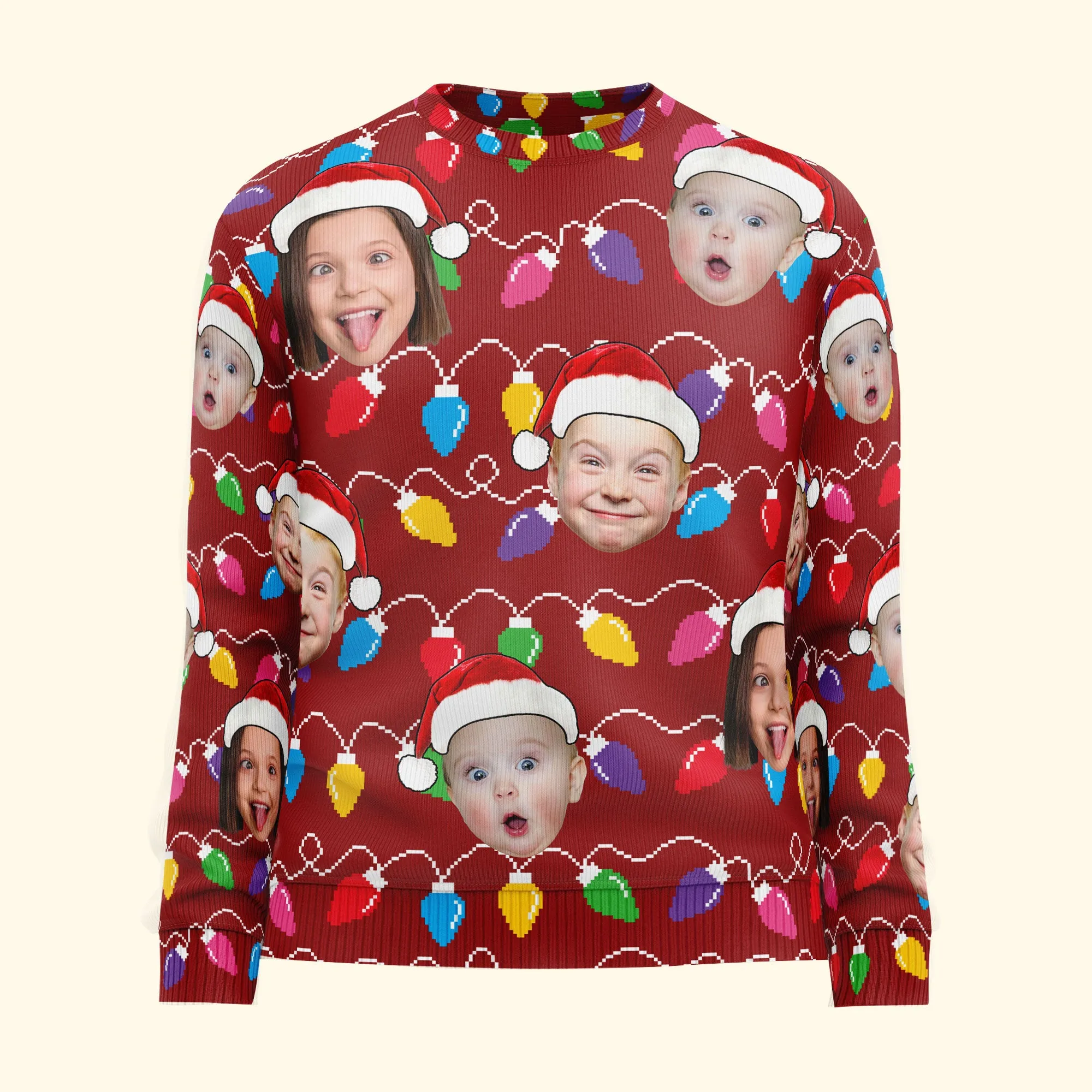 Custom Face Funny Christmas Leds For Family, Friends - Personalized Photo Ugly Sweater