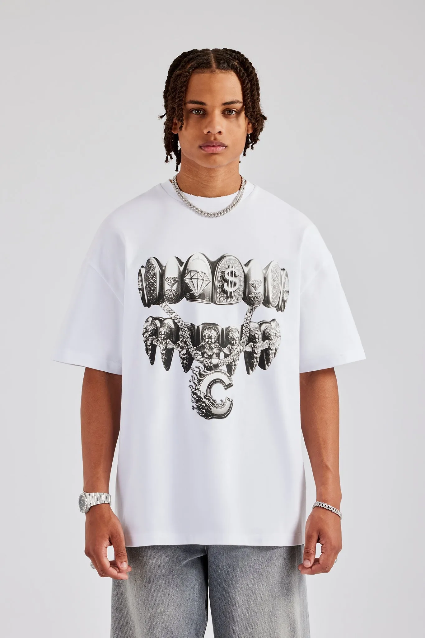 Diamond Grills Graphic Oversized T-Shirt