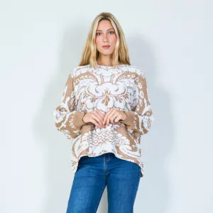 Elegant floral lurex knit sweater wholesale