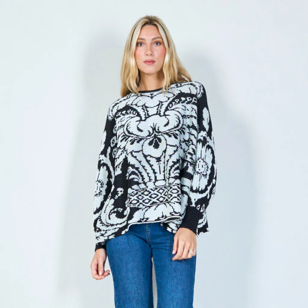 Elegant floral lurex knit sweater wholesale