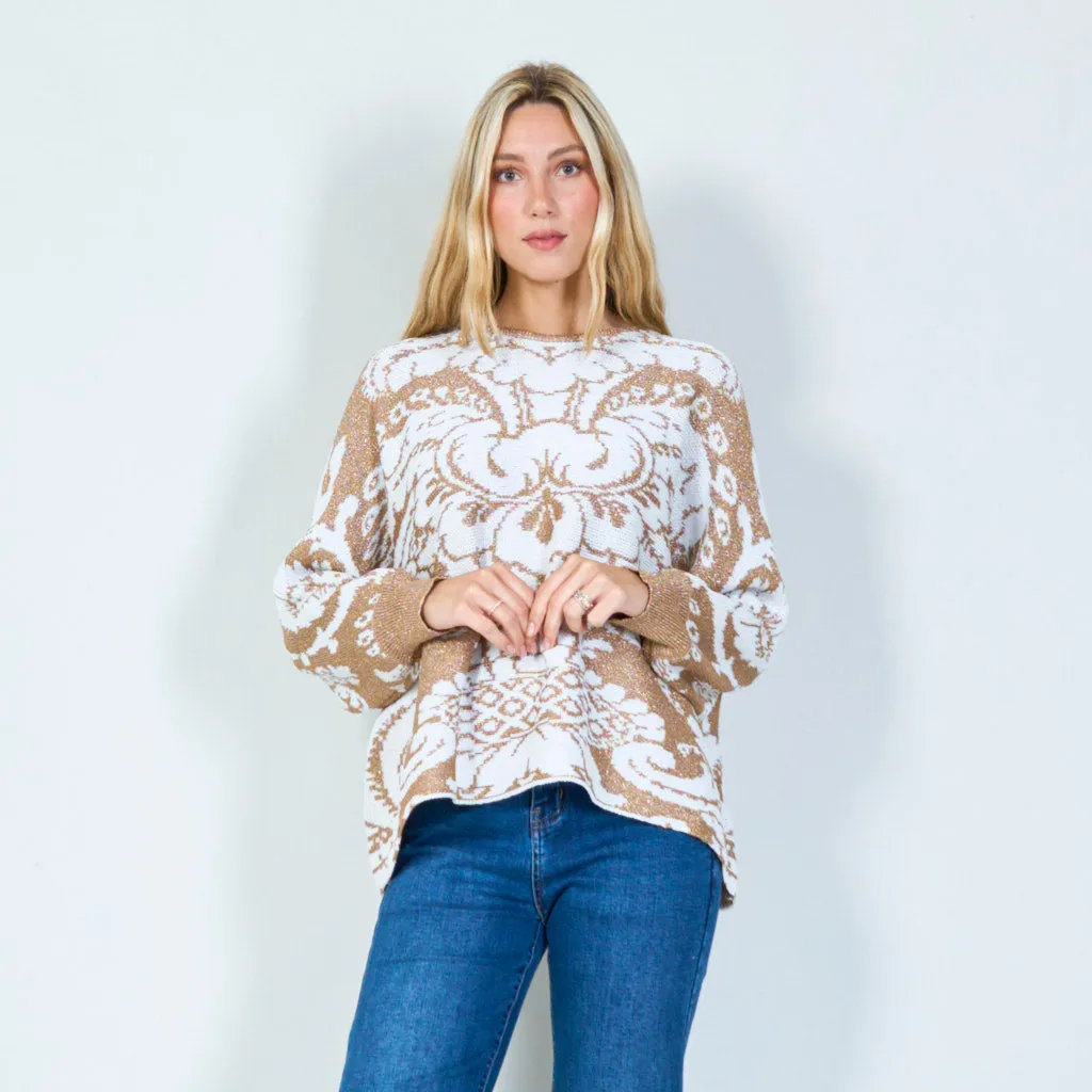 Elegant floral lurex knit sweater wholesale