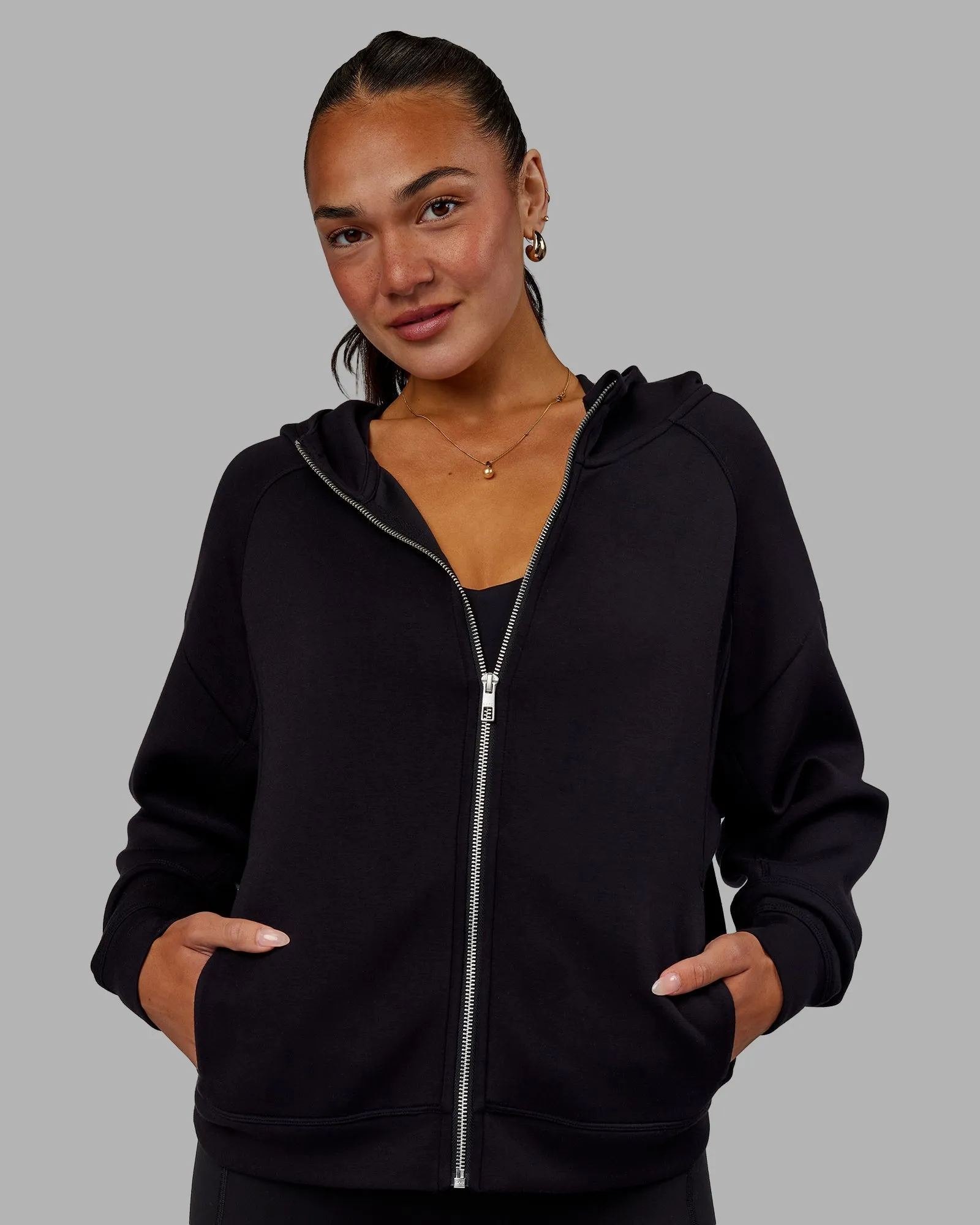 Elevate SoftTouch Zip Through Hoodie - Black-Black