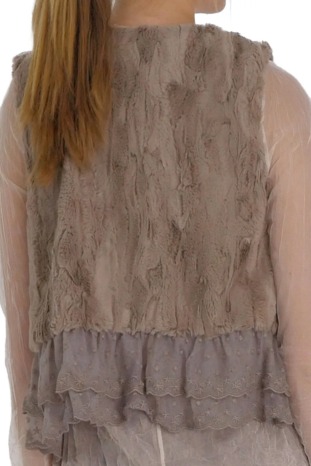 Faux Fur Mini Bolero Vest with Lace Around