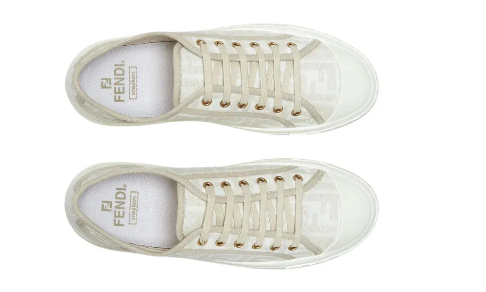 Fendi Domino White Fabric Low-Tops