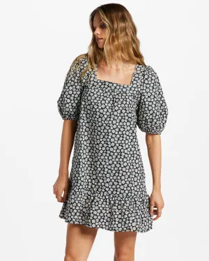 Flirty Mood Puff Sleeve Dress - Black