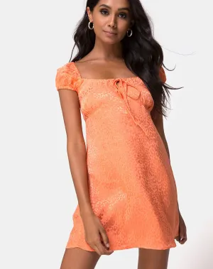 Gaval Mini Dress in Satin Cheetah Coral