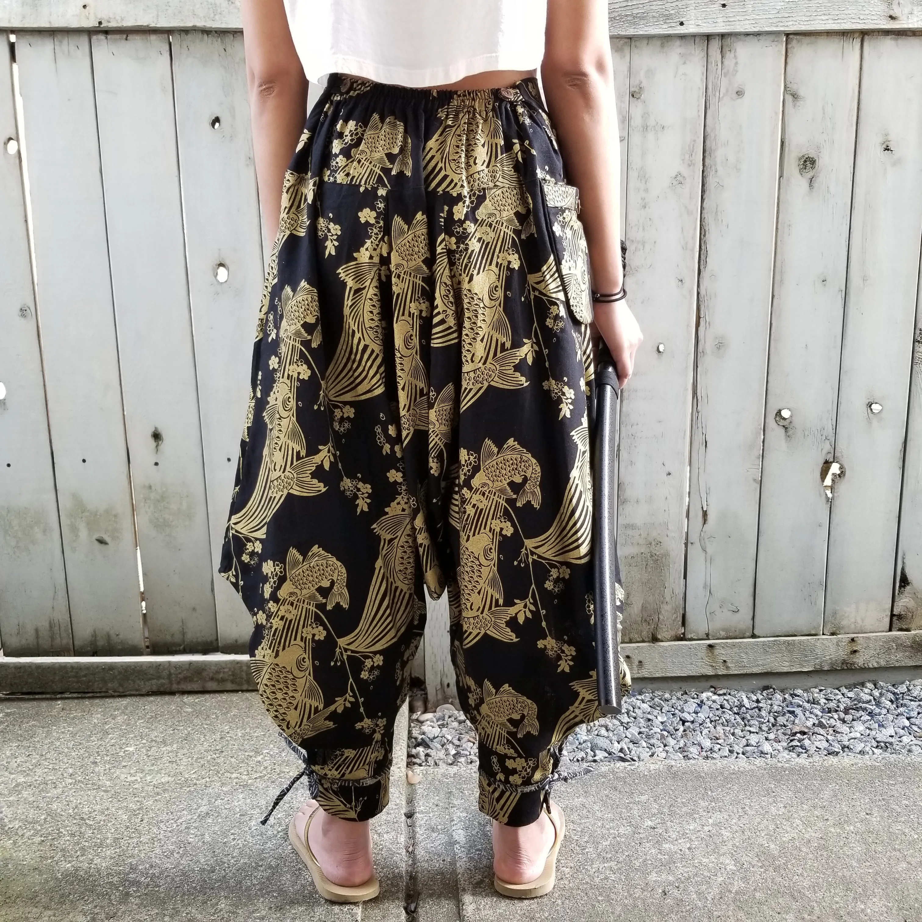 Golden Elite Sakura Koi Tribal Warrior Pants