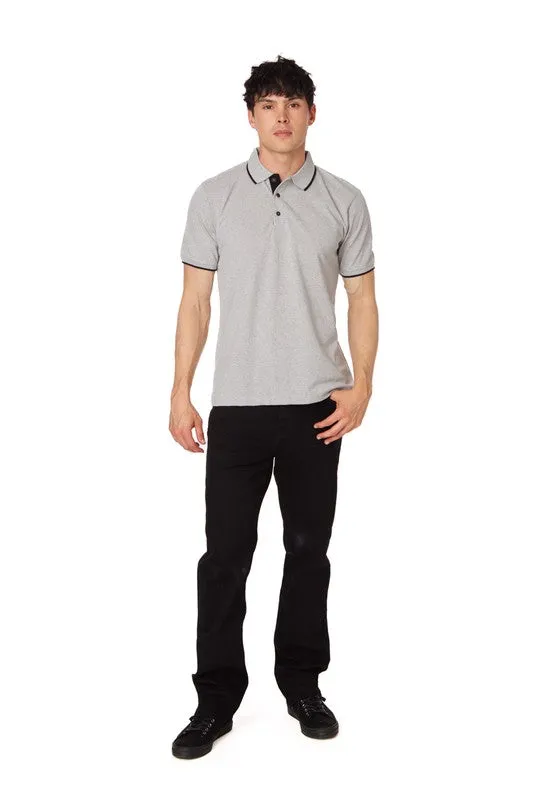 H.Grey Men's Pique Short Sleeve Polo Shirt