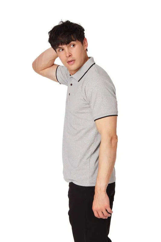 H.Grey Men's Pique Short Sleeve Polo Shirt