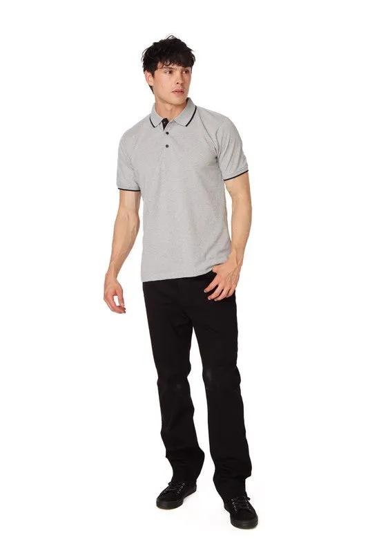 H.Grey Men's Pique Short Sleeve Polo Shirt