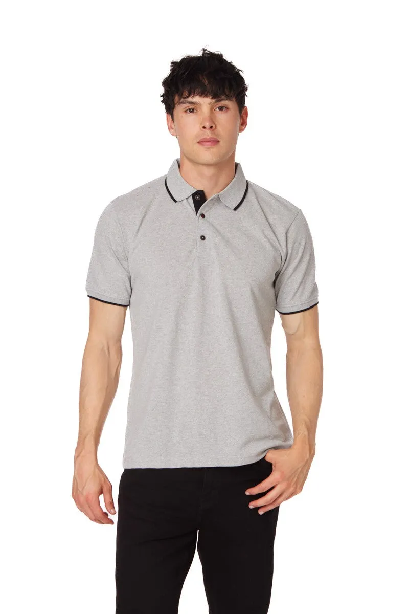 H.Grey Men's Pique Short Sleeve Polo Shirt