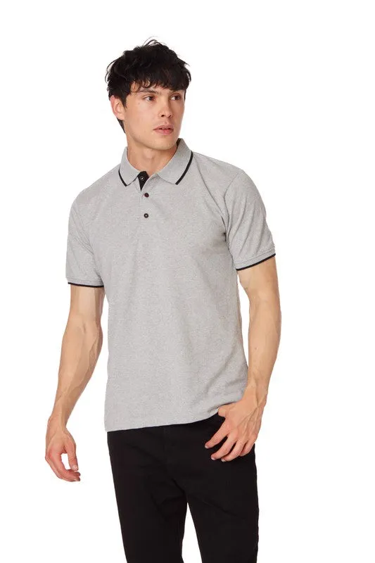 H.Grey Men's Pique Short Sleeve Polo Shirt