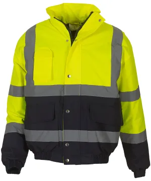 Hi-vis two-tone bomber jacket (HVP218) | Yellow/Navy