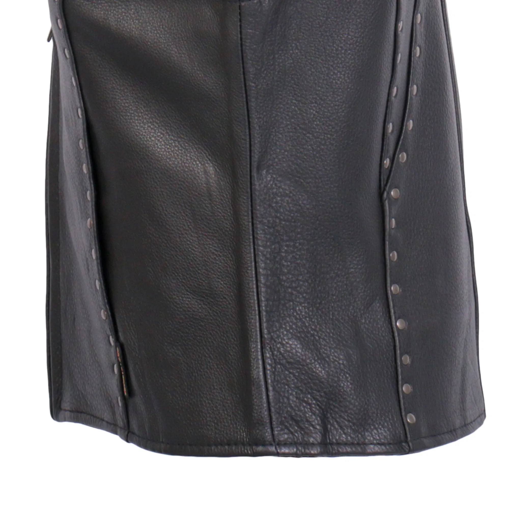 Hot Leathers VSL1015 Ladies Studded Black Motorcycle style Leather Biker Vest with V-Neck Design