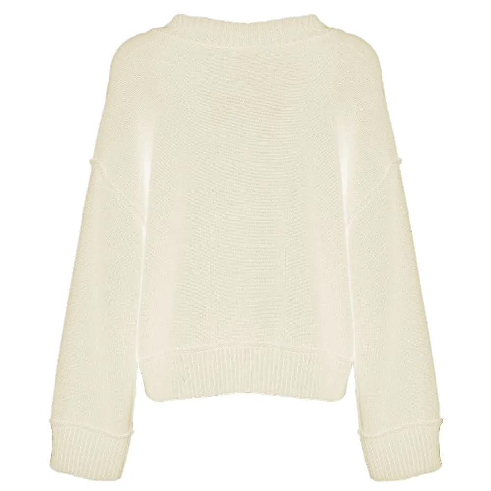 Imperfect Chic Beige V-Neck Wool Blend Sweater