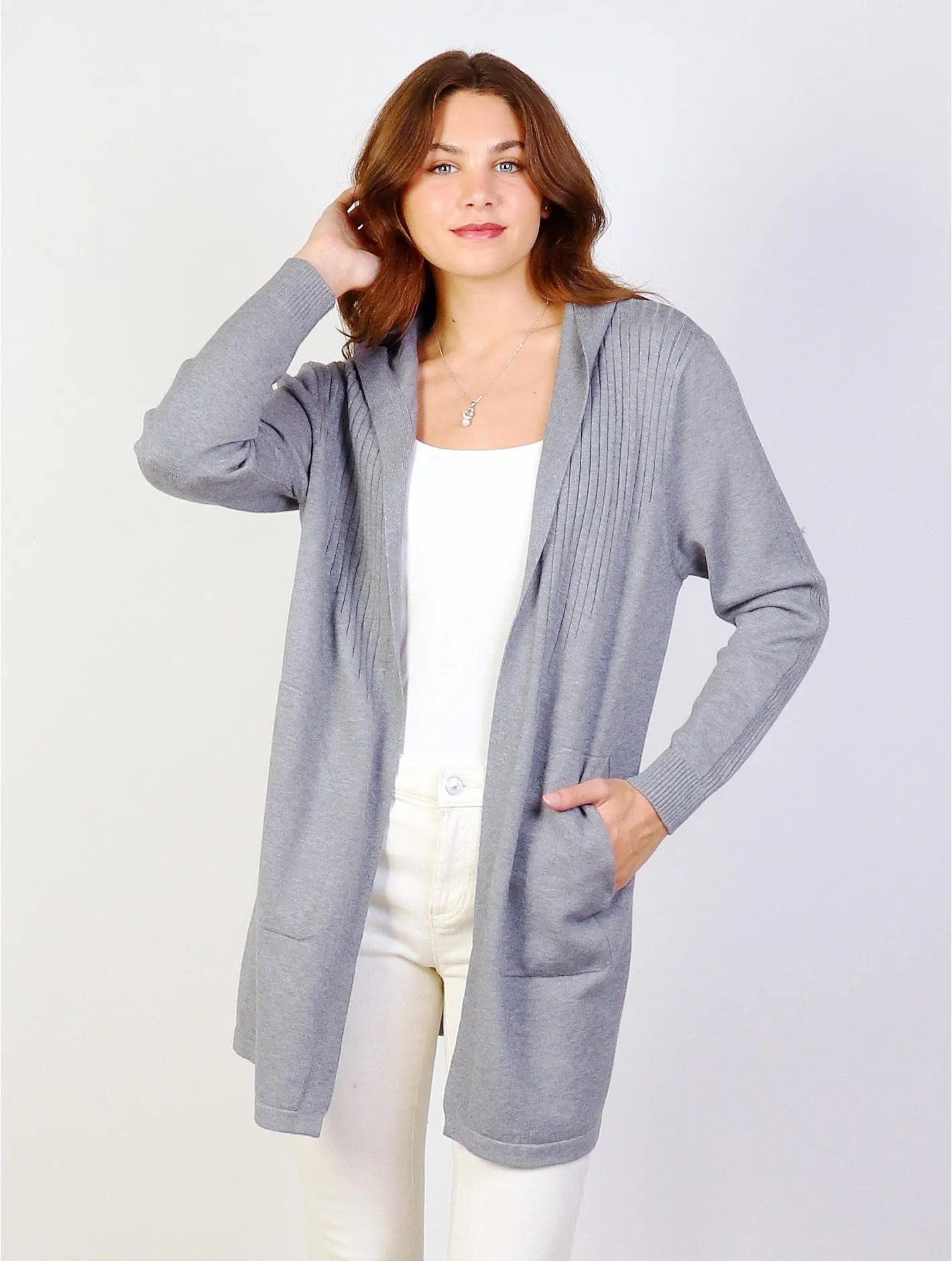 Knitted Hoodie Cardigan with Pockets