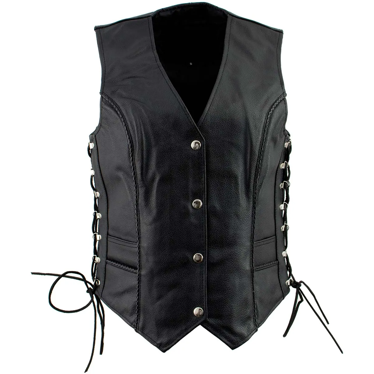 Ladies XS761 Classic Braided Leather Vest with Side Laces