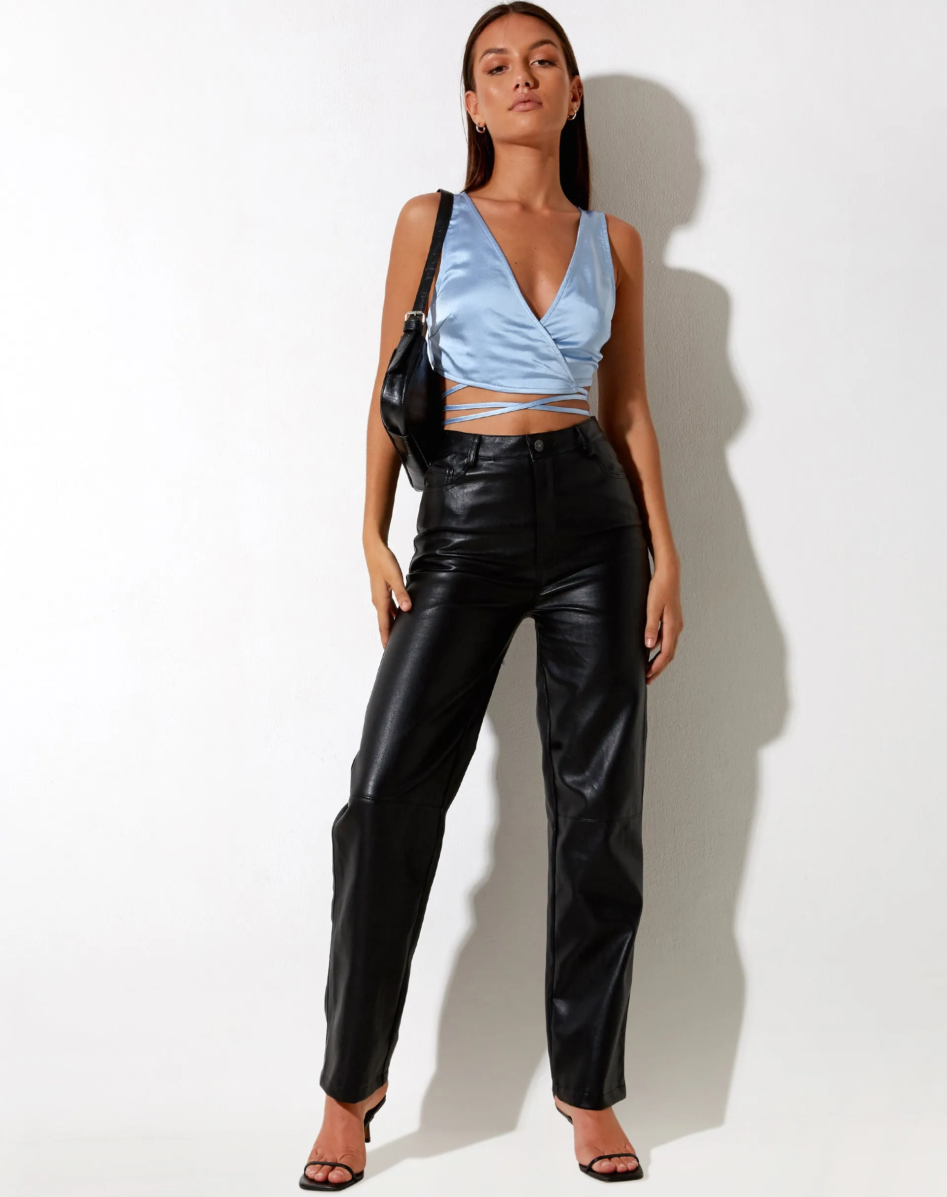 Liliah Crop Top in Satin Daylight Blue