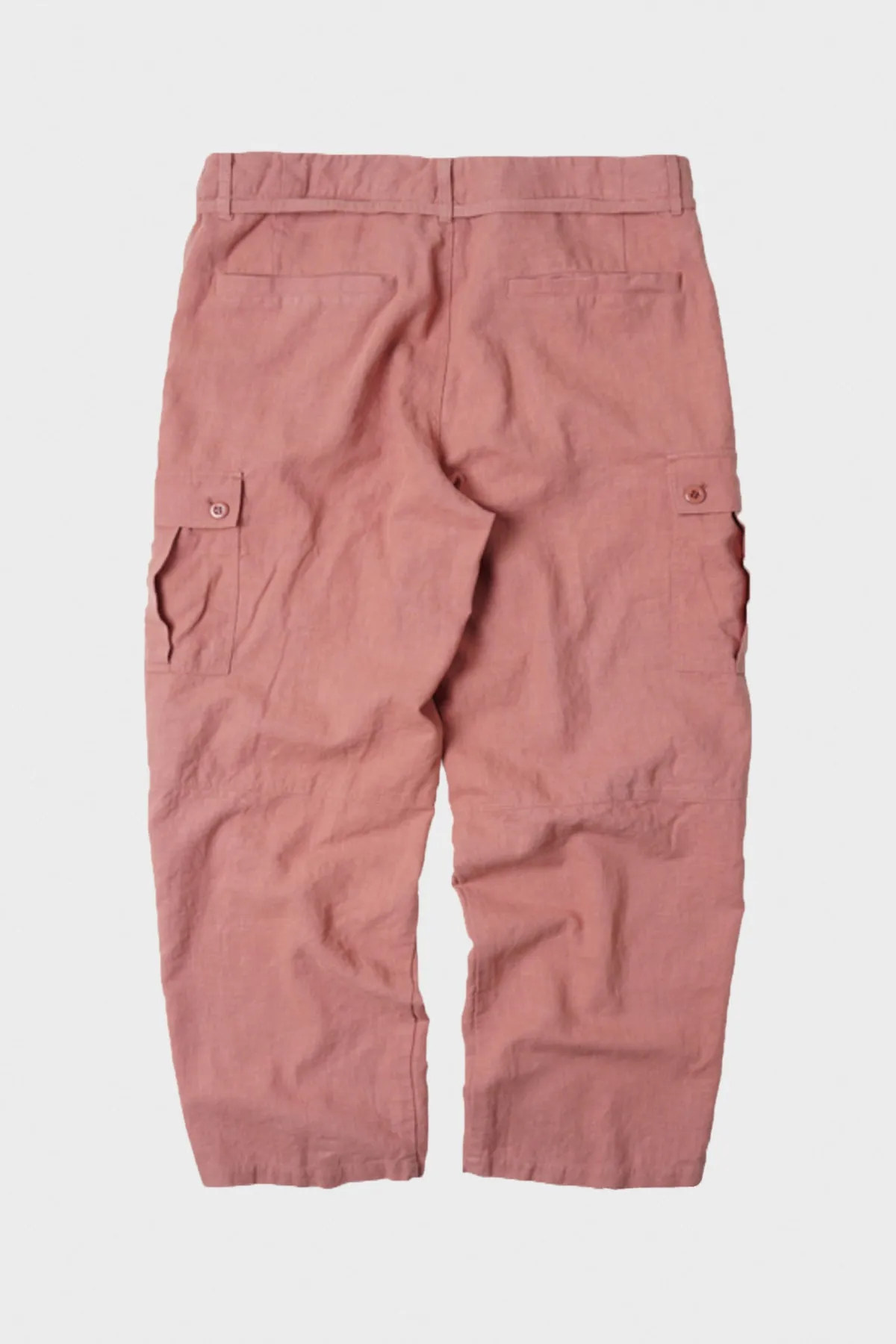 Linen Parachute Cargo Pants - Indian Pink