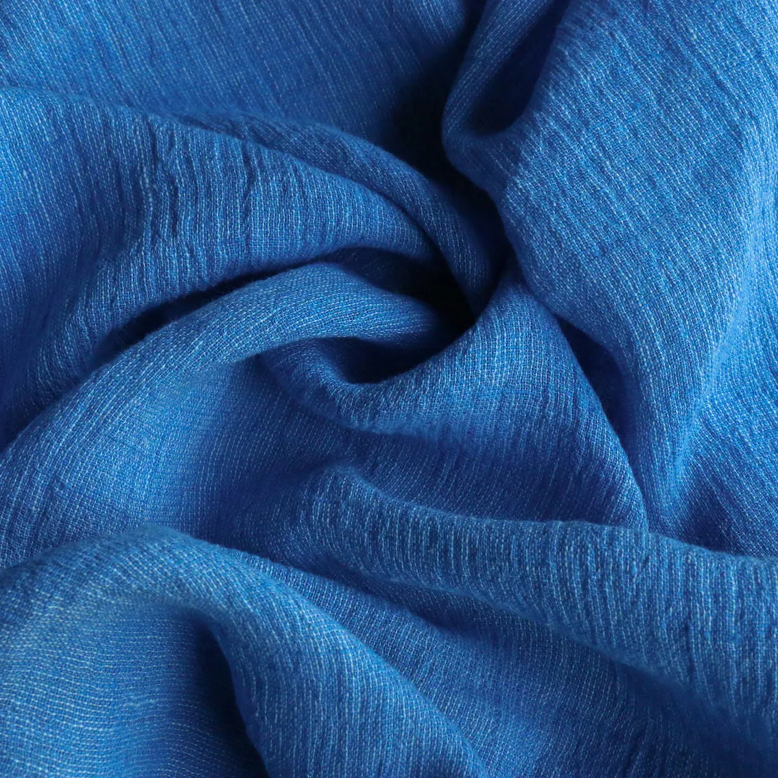 Lisbon Cerulean Crinkle Linen