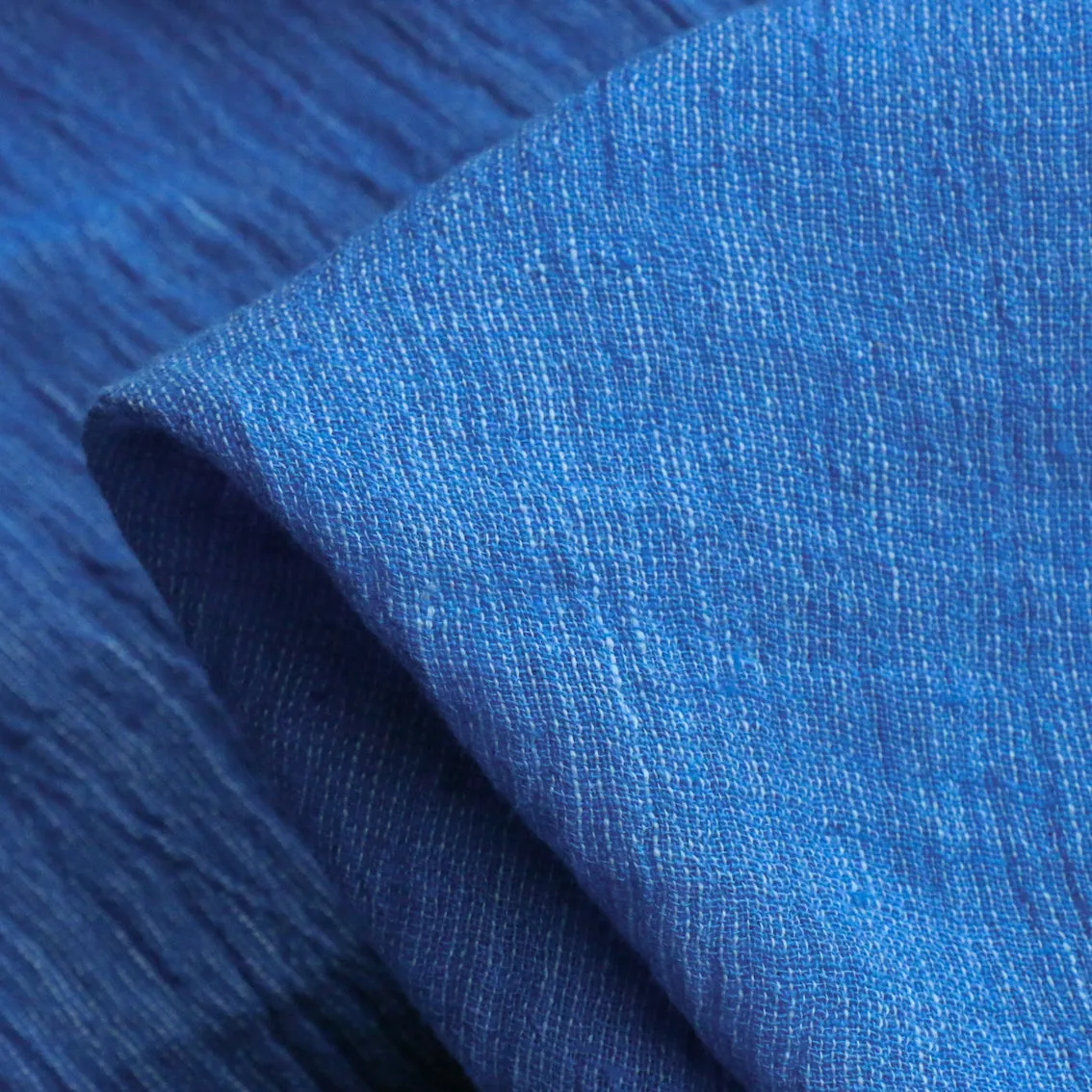 Lisbon Cerulean Crinkle Linen