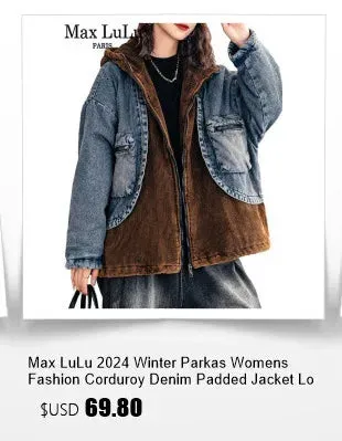 Max LuLu 2024 Quilted Classic Womens Winter Jeackets Luxury Fashion Vintage Parkas Leisure Loose Warm Thicken O Neck Cotton Coat