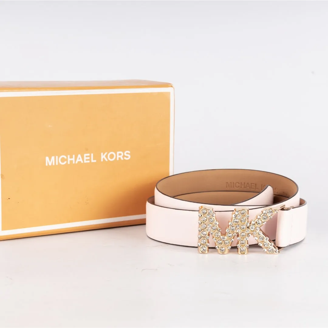 Michael Kors Embellished Buckle Leather Belt