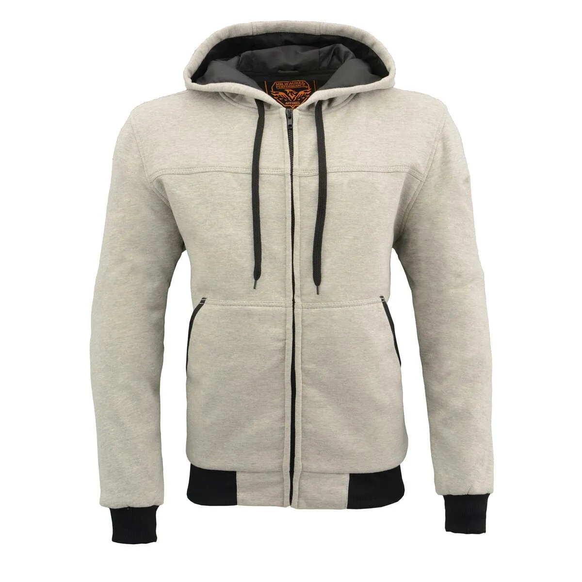 Milwaukee Leather MPM1788 Men's Silver CE Approved Armored Riding Hoodie Sweater with Aramid by DuPont Fibers