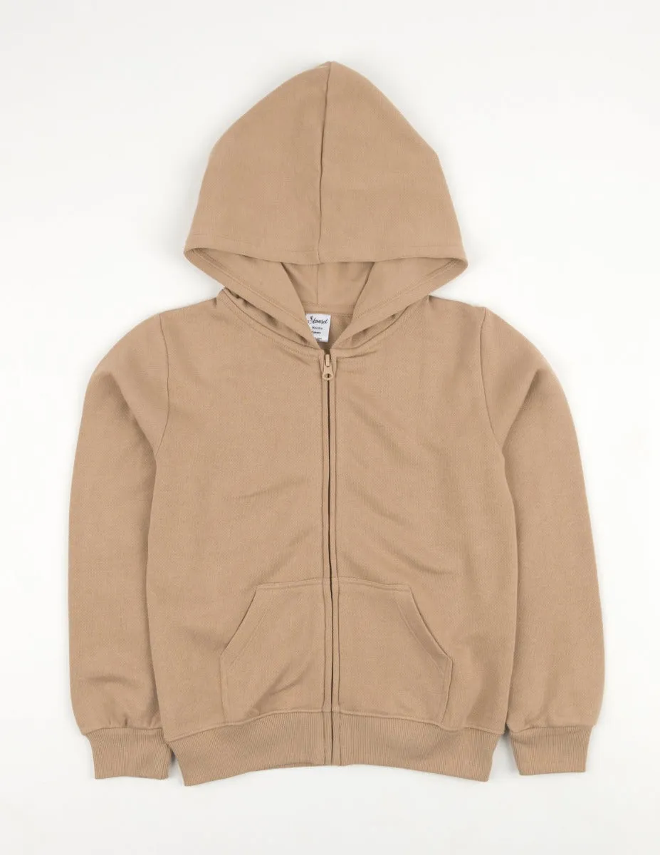 Neutral Solid Color Zip Hoodies