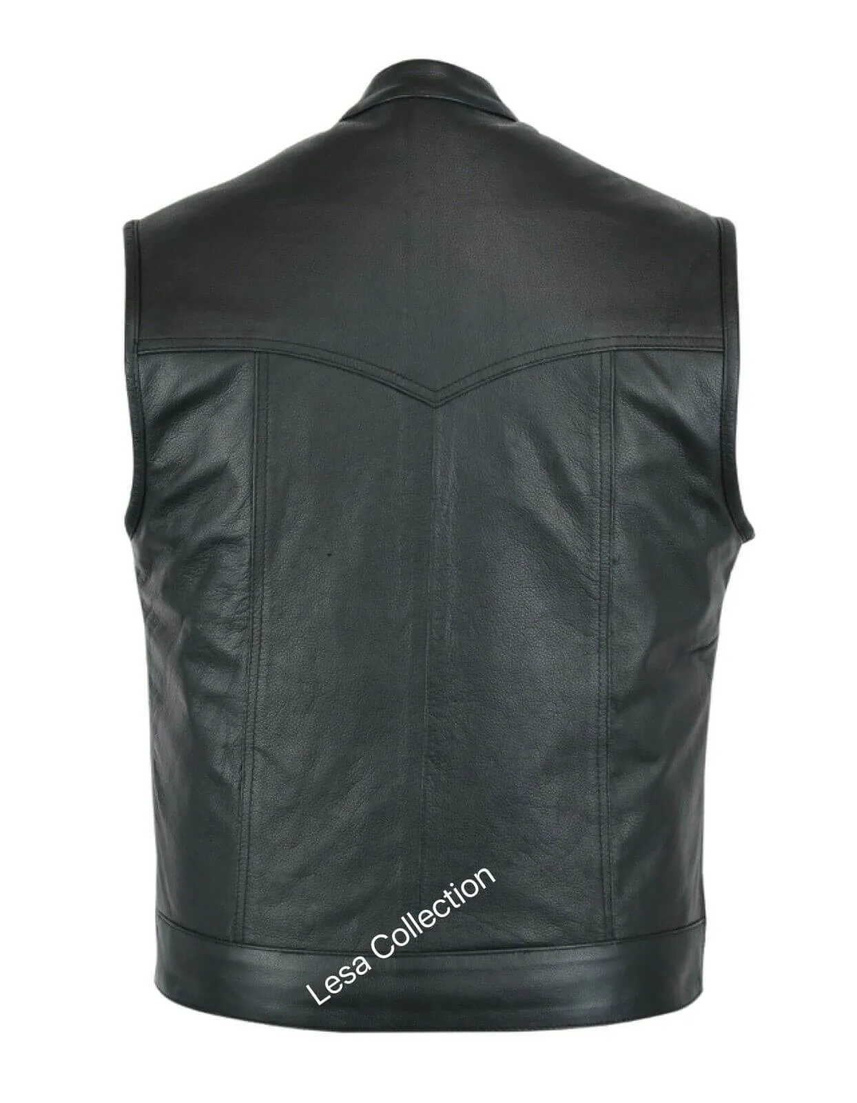 New Motorcycle Motorbike SOA Style Cut Off Vest With Chrome Leather Biker