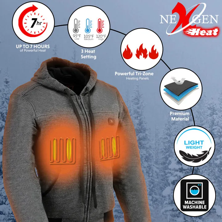 Nexgen Heat MPL2713SET Women Grey 'Heated' Front Zipper Fiery Hoodie