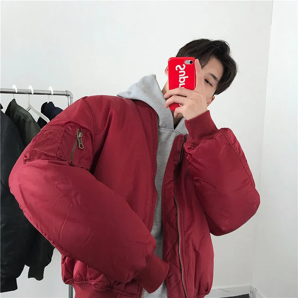 NORMAN DRAGON - Original 2024 Winter Man Bomber Puffer Red Navy Hiphop Parka Flight Padded Pilot Jacket Coat Fashion Plus Size Parka Oversized Streetwear