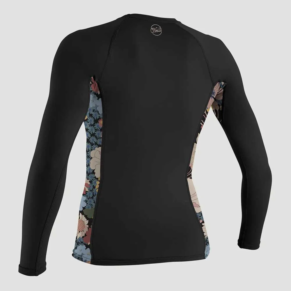 O'Neill Womens Side Print Long Sleeve Rash Guard  - Black/Twiggy