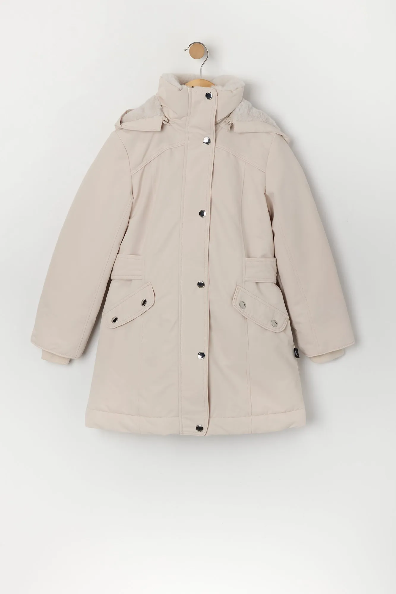 Parka doublée de similifourrure pour fille