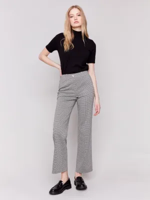 Plaid Ponte Pull-On Flare Pants - Truffle