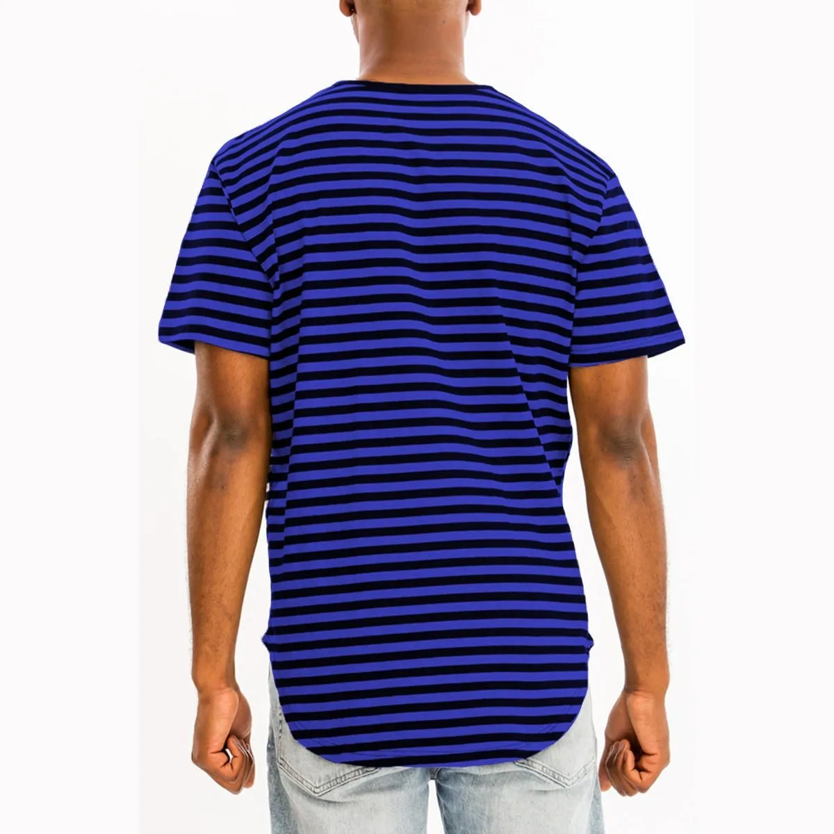 Royal Blue Extended Striped T-shirt