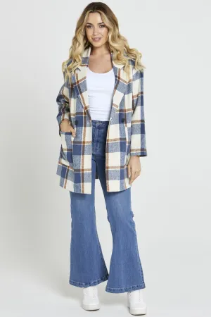 Sass - Gracie Check Coat - Blue Check