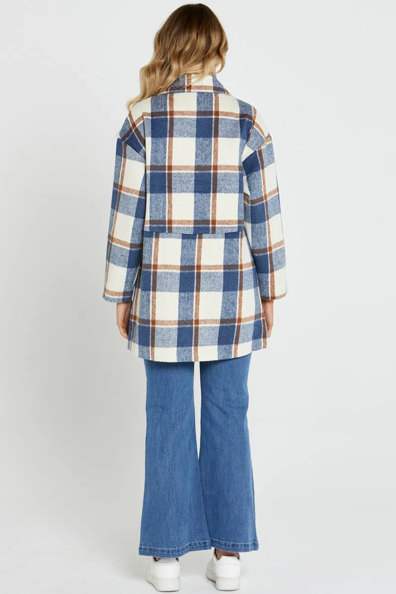 Sass - Gracie Check Coat - Blue Check