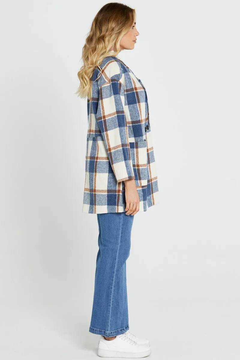 Sass - Gracie Check Coat - Blue Check